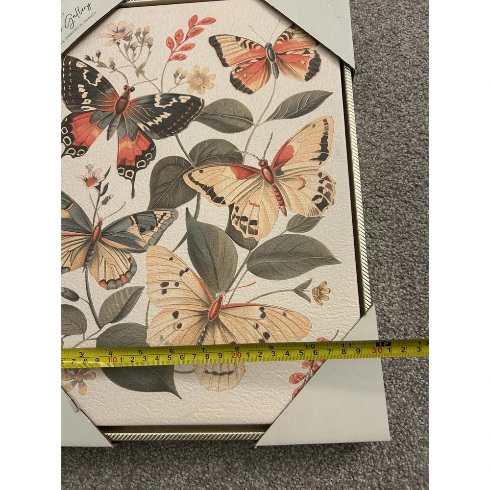 Timeless Gallery Butterfly Canvas Wall‎ Art 12x16 Gold Frame New Botanical Art